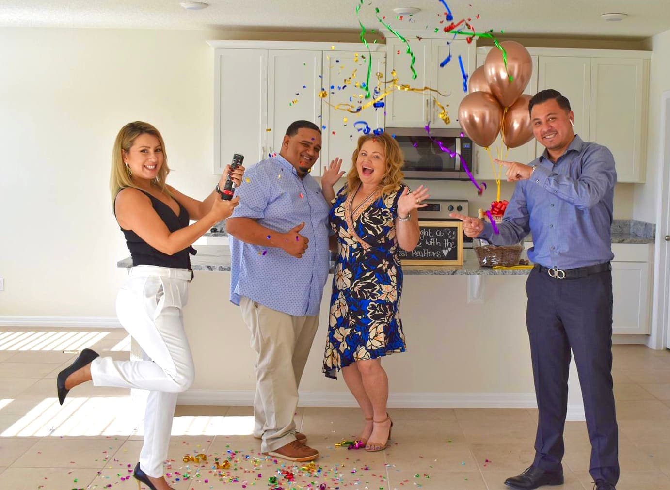 Confetti celebration in a newly closed Central Florida home